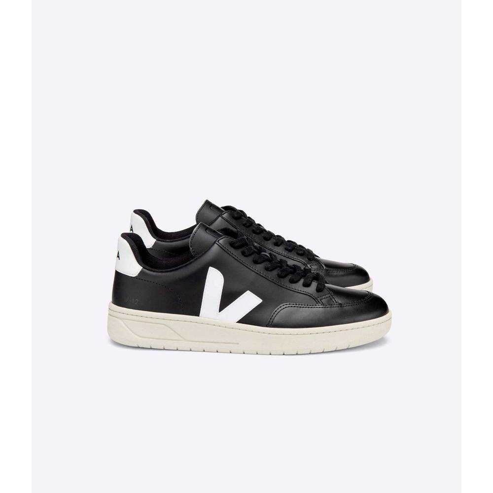 Black/White Women\'s Veja V-12 LEATHER Sneakers | AU 666VRW